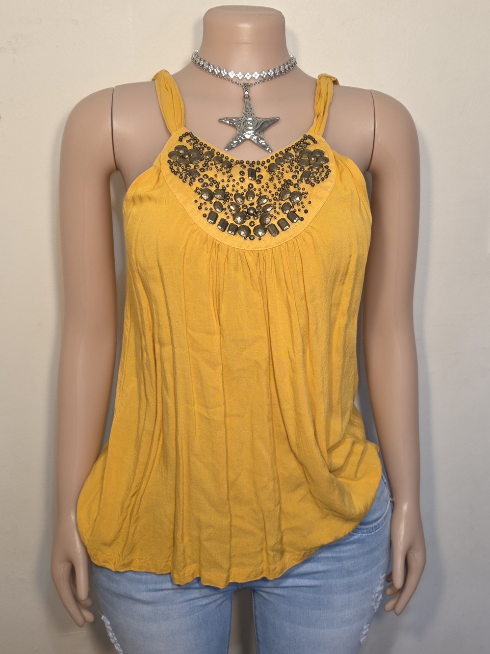Apt. 9 Yellow Embellished Sleeveless Tank